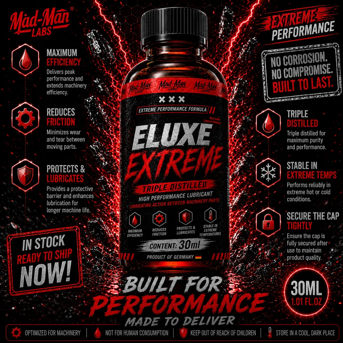 ELUXE Extreme 30ml machine oil lubricant product information image