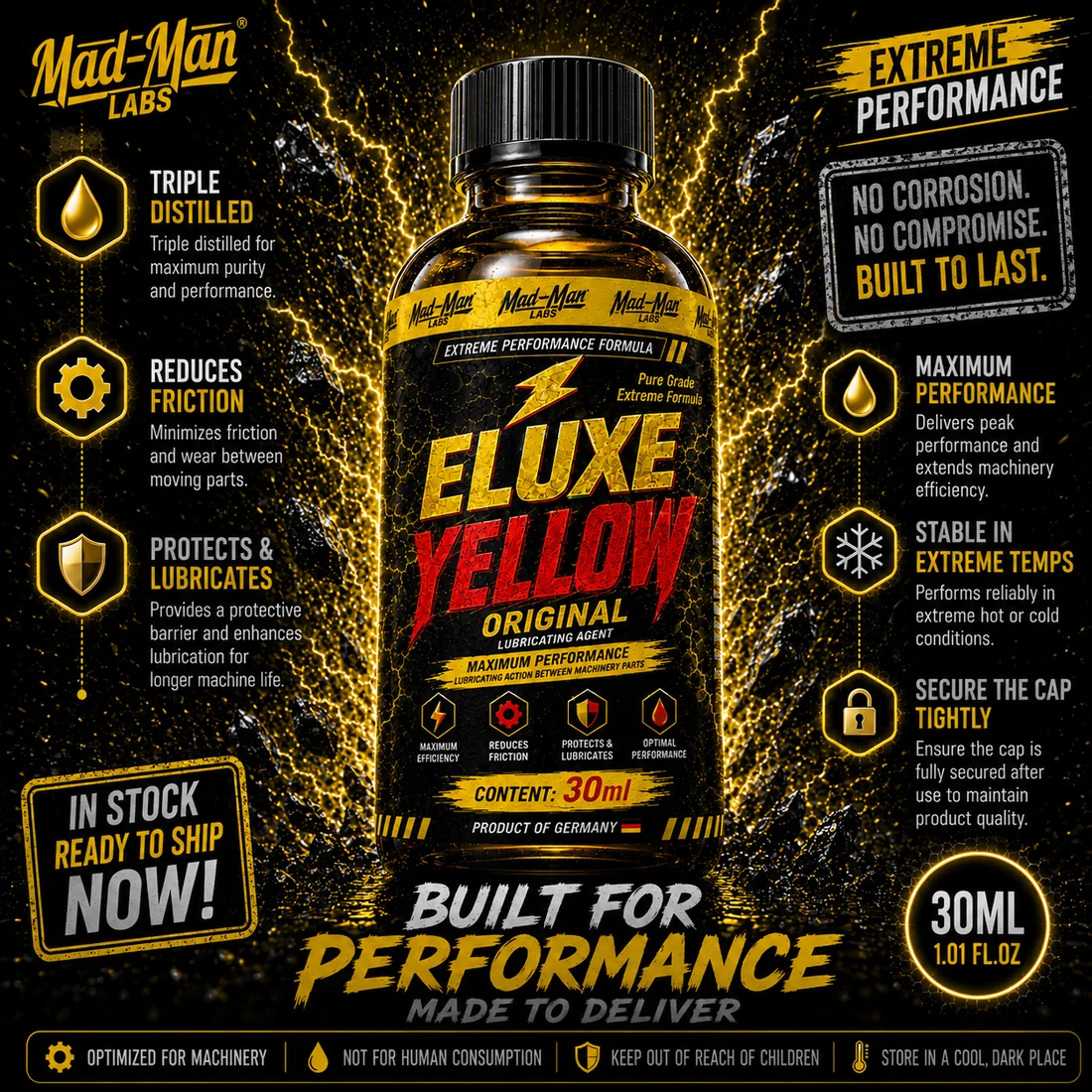 ELUXE Yellow Original 30ml machine oil lubricant product information image